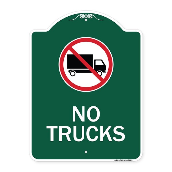 Signmission No Trucks With Graphic Heavy-Gauge Aluminum Architectural Sign, 24" H, GW-1824-9809 A-DES-GW-1824-9809 - main